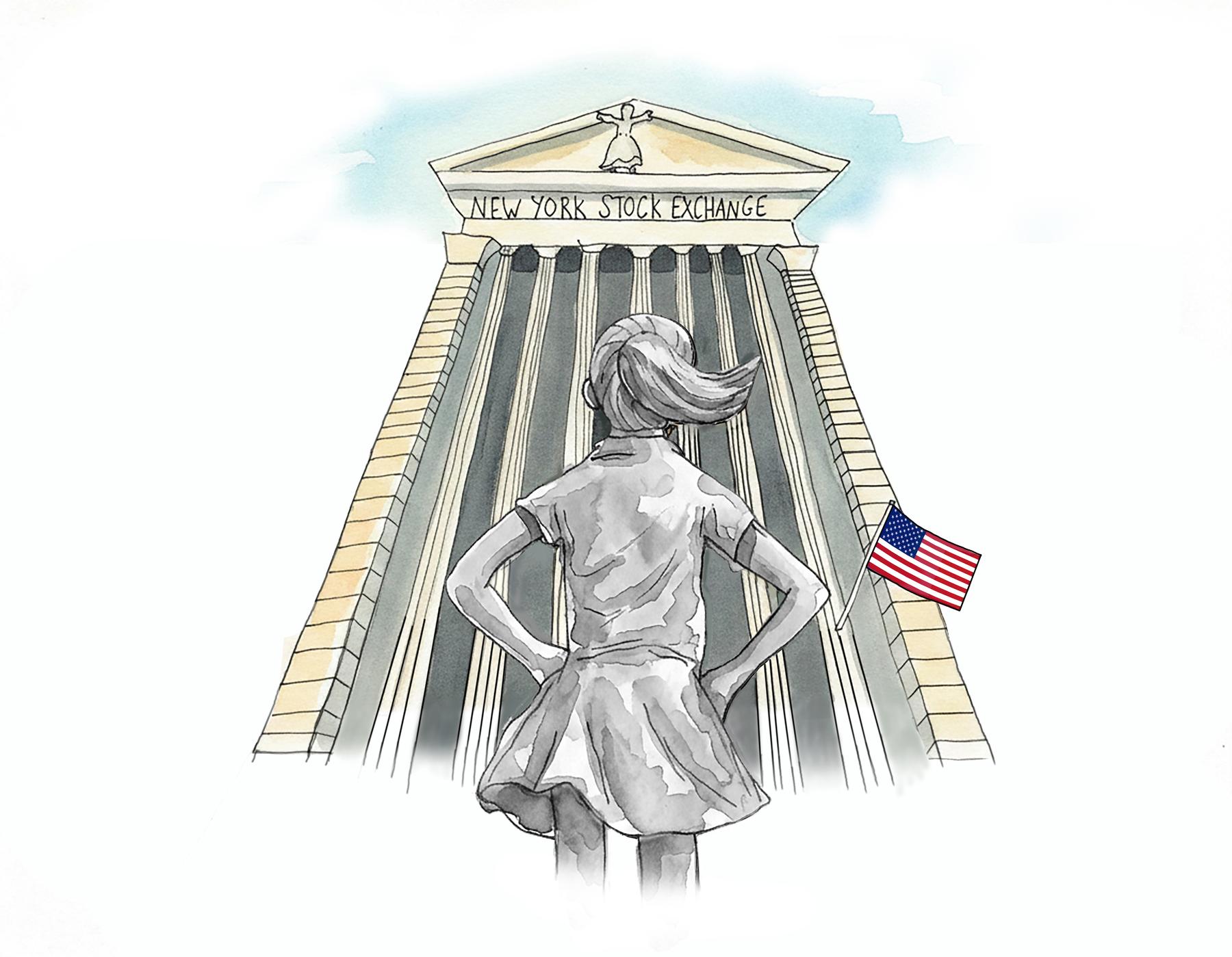 Fearless Girl facing the New York Stock Exchange